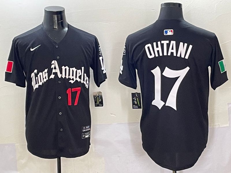 Men Los Angeles Dodgers #17 Ohtani Black Five generations Joint Name 2025 Nike MLB Jersey style 4->los angeles dodgers->MLB Jersey